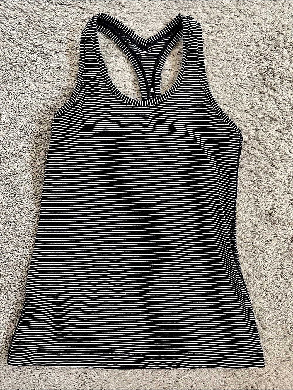 Lululemon Cool Racerback II Striped Tank Top Black & White
